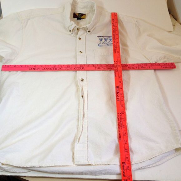 Vintage Motorola Camp & Creek Short Sleeve Soft Cotton Button Up Shirt Size L - Picture 10 of 11